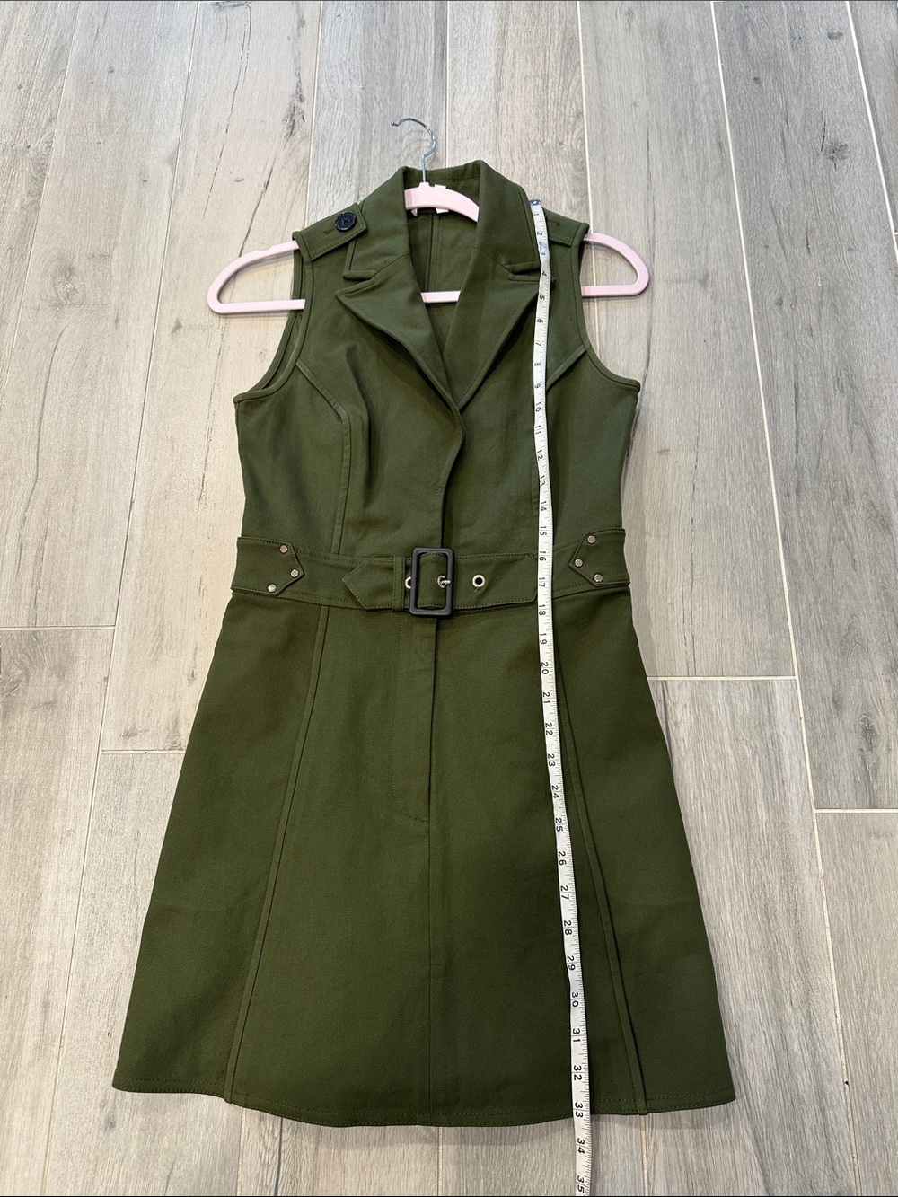 Derek Lam Army Green Belted Trench Dress Size 4 - Picture 10 of 11